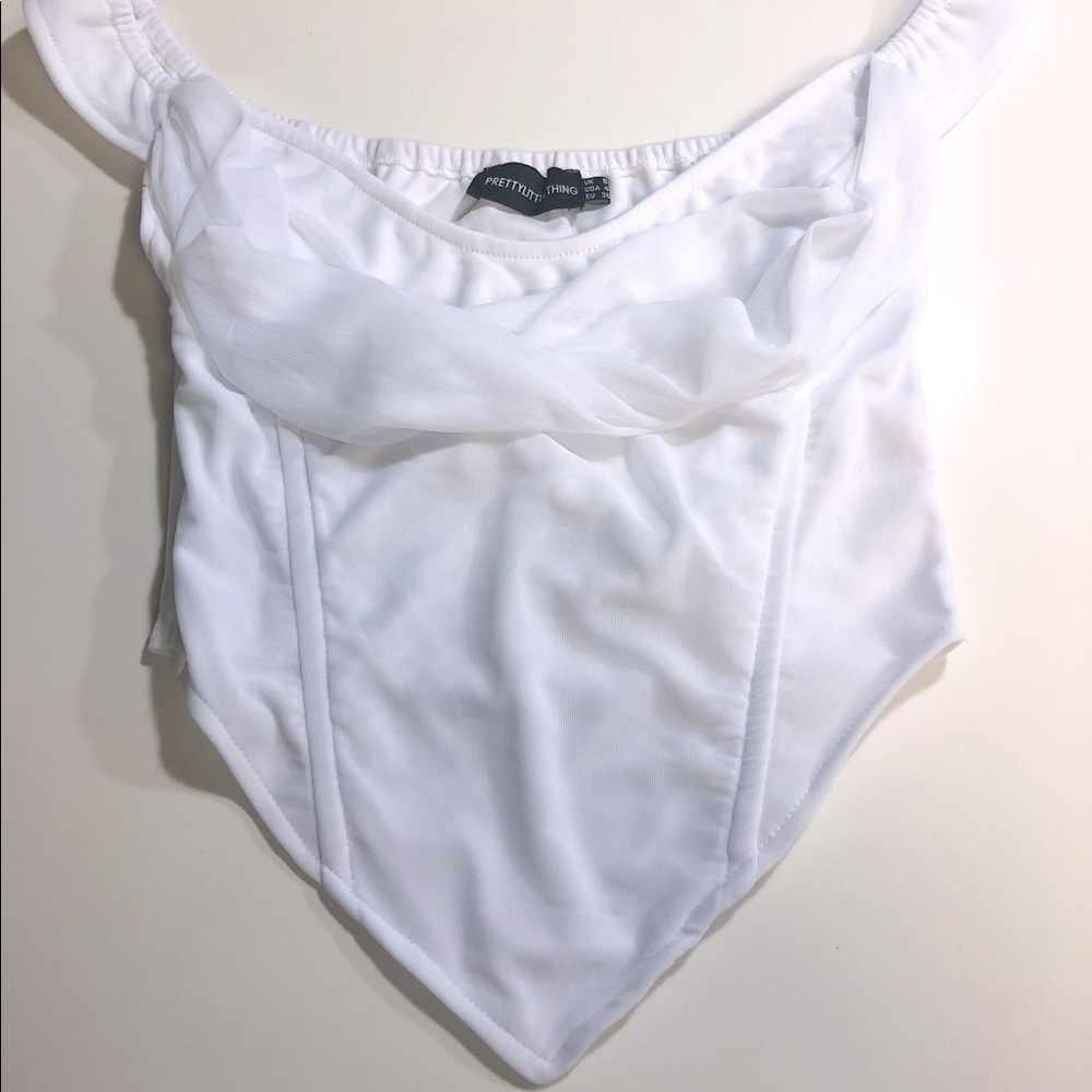White crop corset top